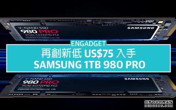 US$75 入手 蓝冠代理Samsung 1TB 980 Pro SSD,再创新低