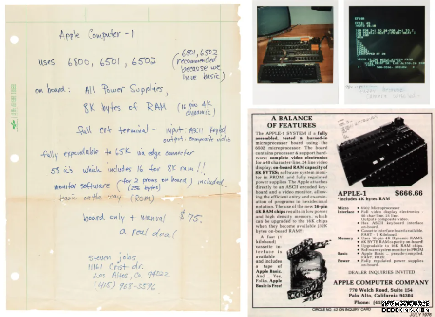 2号站测速賈伯斯親筆 Apple-1 廣告手稿拍出 17.5 萬美元高價